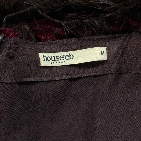 House of CB 'Salima' Dark Cherry Velvet Feather Jumpsuit - Picture 8 of 10